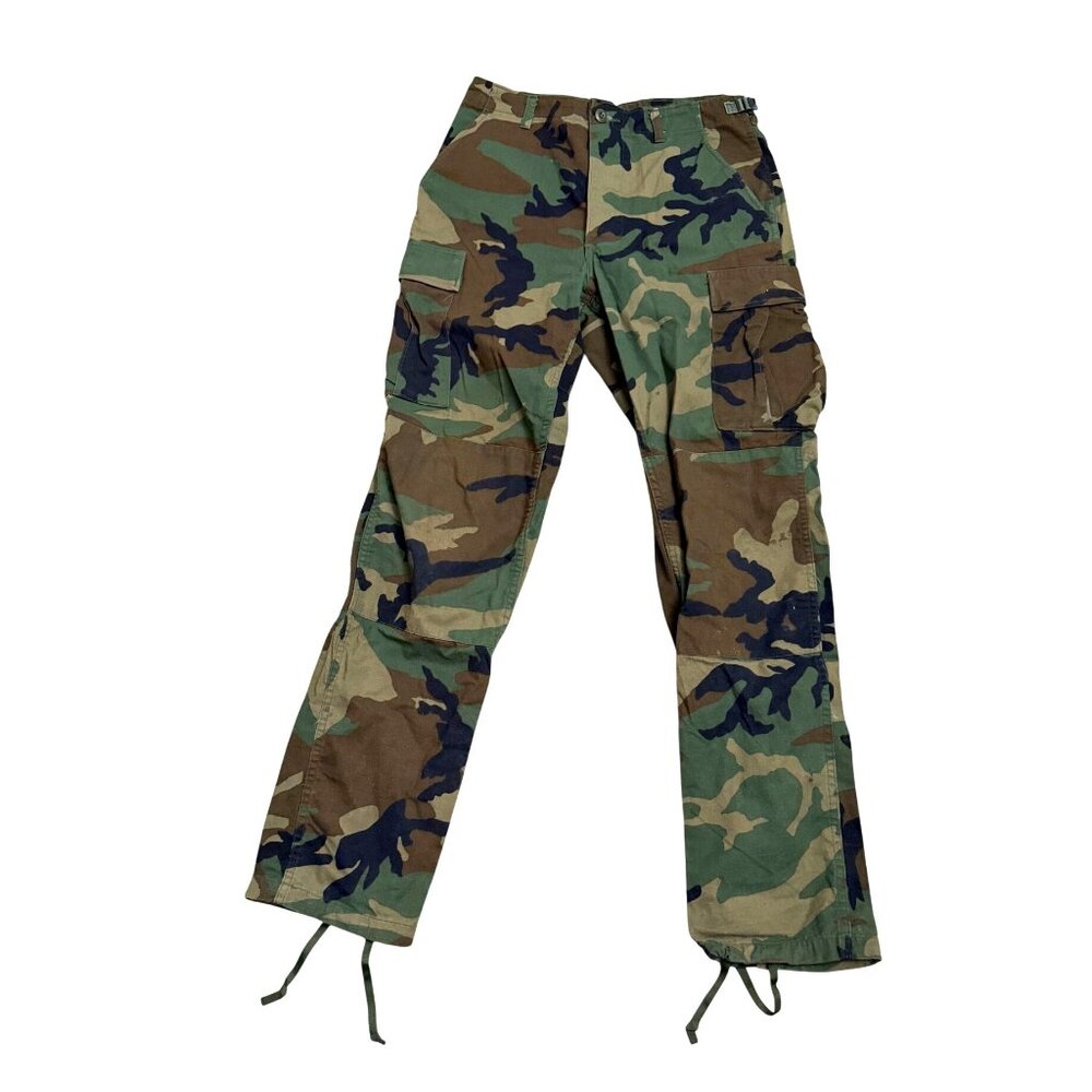 US Military Army Woodland Camo Uniform Cargo Pants Mens SZ Small Long Multicolor